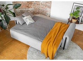 Светлосив сгъваем/с място за съхранение диван от рипсено кадифе 244 cm Arcadova – ELTAP