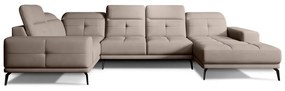 Светлокафяв кадифен ъглов диван (ляв ъгъл/U форма) Neviro – ELTAP