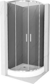 Mexen Rio душ кабина полукръгла 80 x 80 см, графит, хром + корито, бяло