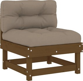 825432 vidaXL Среден диван с възглавници, меденокафяв, борово дърво масив