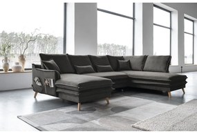 Тъмносив разтегателен ъглов диван (десен ъгъл/"U" форма) Charming Charlie – Miuform