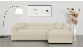 Бежов ъглов диван от рипсено кадифе (десен ъгъл) Martin – Ropez