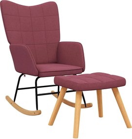 328026 vidaXL Люлеещ се стол с табуретка, виненочервен, плат