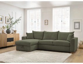 Зелен разтегателен ъглов диван от рипсено кадифе (променлив) Augustin – Bobochic Paris