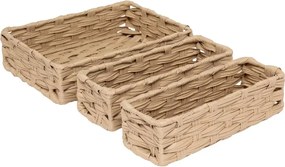 Комплект от 3 коша за съхранение 5five Tresse, PE, Ниски, Бежови