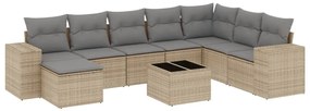 3255306 vidaXL Градински комплект диван с възглавници 9 части бежов полиратан