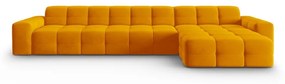 Ъглов диван от кадифе в жълта охра (десен ъгъл) Kendal - Micadoni Home