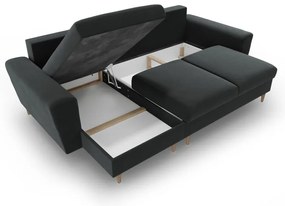 Тъмносив кадифен разтегателен ъглов диван с място за съхранение Kyoto – Cosmopolitan Design