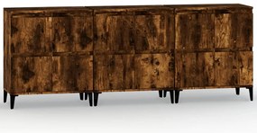 3185780 vidaXL Сайдборд, 3бр, опушен дъб, 60x35x70 см, инженерно дърво