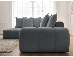 Тъмносив шенилов сгъваем/с място за съхранение ъглов диван (ляв ъгъл/L форма) Everest – Bobochic Paris