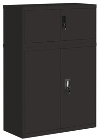 3188323 vidaXL Шкаф за папки черен 90x40x130 см стомана