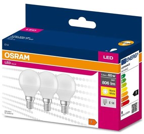 К-кт 3x LED Крушка P45 E14/7,5W/230V 3000K - Osram