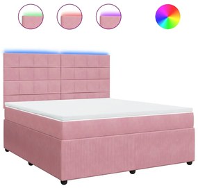 3294711 vidaXL Боксспринг легло с матрак, розово, 180x200 см, кадифе