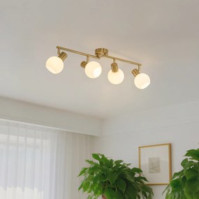 Таванен прожектор златен с опалово стъкло 4-светлина регулируем - Anouk