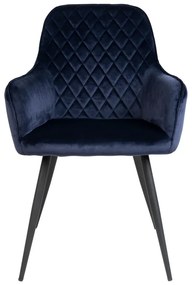 Тъмносини тапицирани трапезни столове в комплект с подлакътници 2 бр. Harbo – House Nordic