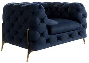 Тъмносиньо кадифено кресло Chelsea Bis – Ropez