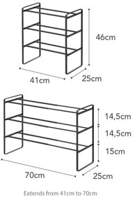 Черен регулируем рафт за обувки с 3 нива Maebashi - YAMAZAKI
