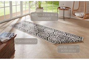 Черно-кремав килим за открито , 80 x 350 cm Jardin - NORTHRUGS