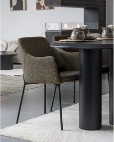 Кафяв тапициран трапезен стол с подлакътници Melilla – House Nordic