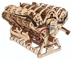 Ugears - 3D дървен механичен пъзел V8 двигател