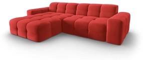Ъглов диван от червено кадифе (ляв ъгъл) Kendal - Micadoni Home