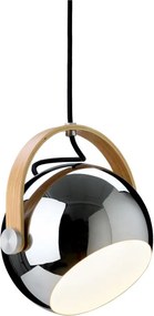 Halo Design 734443 - Полилей на кабел DC, 1xE27/40W/230V, диаметър 18 см, лъскав хром/дъб