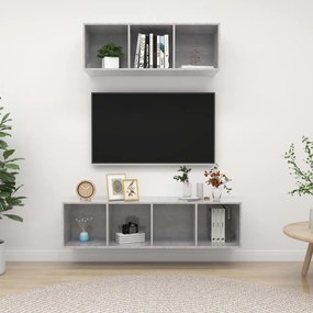 3079794 vidaXL Комплект ТВ шкафове от 2 части, бетонно сив, инженерно дърво