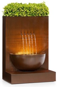 Blumfeldt Windflower, градински фонтан с саксия за цветя, 11 W, поцинкован метал, кафяв