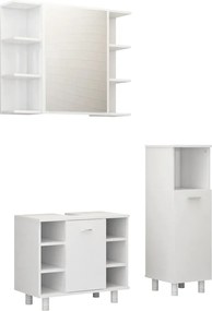 3056943 vidaXL Комплект мебели за баня от 3 части, бял, инженерно дърво