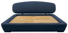 Тъмносиньо тапицирано двойно легло с включена подматрачна рамка 140x200 cm Odette – Scandic