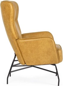 Кресло от изкуствена кожа в цвят горчица Nasira – Bizzotto