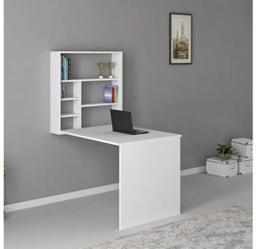 Работна маса с етажерка SEDIR 154,2x90 cм бяла
