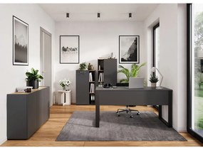 Антрацитна библиотека от декор от дъб 61x145x34 cm Adrano – Germania