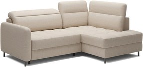 Бежов кадифен разтегателен ъглов диван с място за съхранение (десен ъгъл L форма) Barea – ELTAP