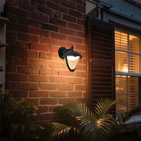 Интелигентна външна стенна лампа черна с прозрачно стъкло, включително LED IP54 - Classica