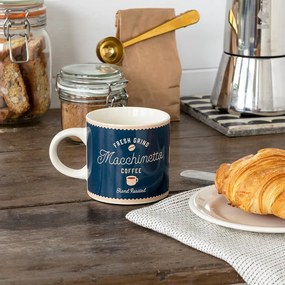 Тъмносиня/кремава керамична чаша 350 ml Macchinetta – Rex London