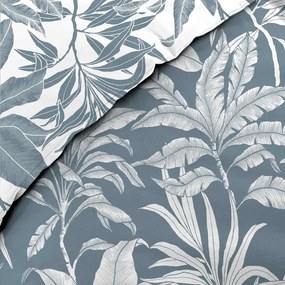 Бяло/синьо двойно удължено памучно спално бельо 240x220 cm Hera – douceur d'intérieur