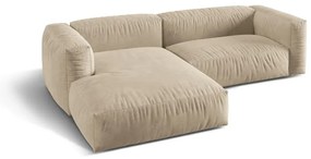 Бежов кадифен модулен ъглов диван (ляв ъгъл) Martina – Micadoni