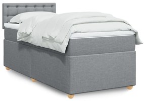3286577 vidaXL Боксспринг легло с матрак, светлосиво, 90x200 см, плат