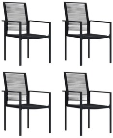 Sonata H Градински столове, 4 бр, PVC, ратан, черни
