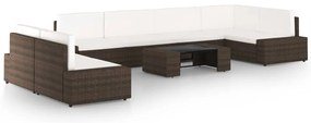 3067155 vidaXL Градински комплект с възглавници, 8 части, кафяв полиратан