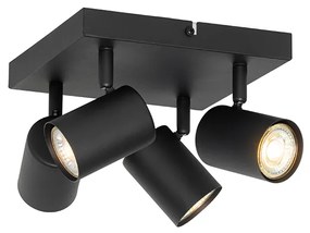 Модерна таванна лампа черна 4-лампи регулируема квадратна - Jeana